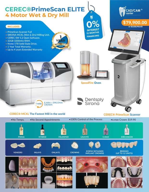 CEREC Primescan + MCXL Mill (Wet/Dry) + SpeedFire - $79,900.00